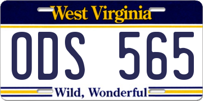 WV license plate ODS565