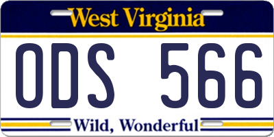WV license plate ODS566