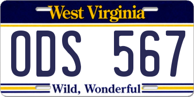 WV license plate ODS567