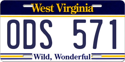 WV license plate ODS571