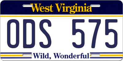 WV license plate ODS575