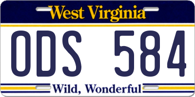 WV license plate ODS584