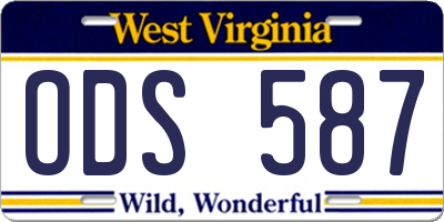 WV license plate ODS587