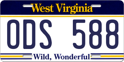 WV license plate ODS588