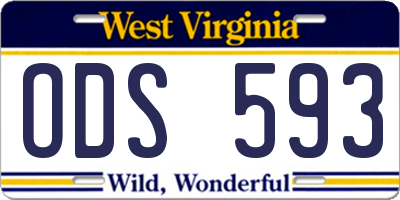 WV license plate ODS593