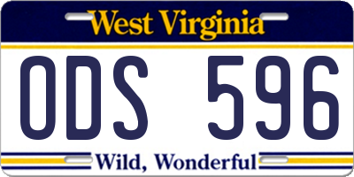 WV license plate ODS596