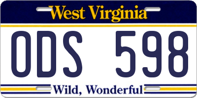 WV license plate ODS598