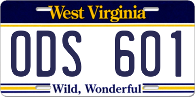 WV license plate ODS601