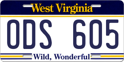 WV license plate ODS605