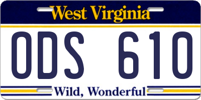 WV license plate ODS610