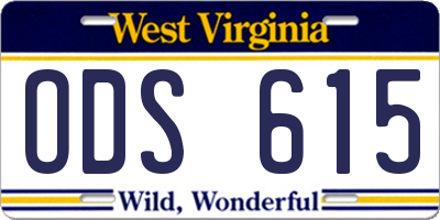 WV license plate ODS615