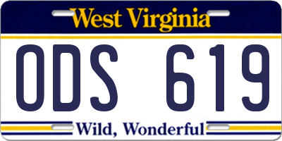 WV license plate ODS619