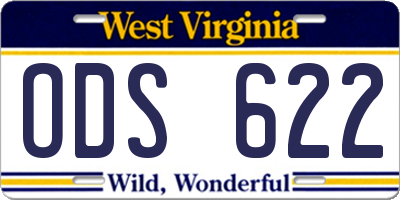 WV license plate ODS622