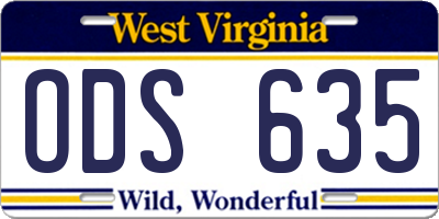 WV license plate ODS635