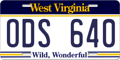 WV license plate ODS640