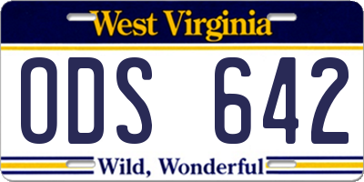 WV license plate ODS642