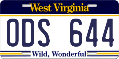 WV license plate ODS644