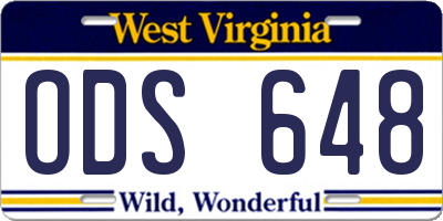 WV license plate ODS648