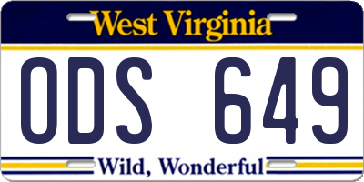 WV license plate ODS649