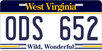 WV license plate ODS652