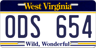 WV license plate ODS654