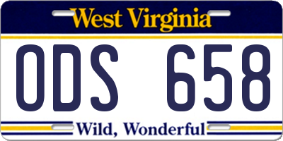 WV license plate ODS658