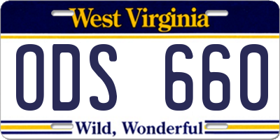 WV license plate ODS660