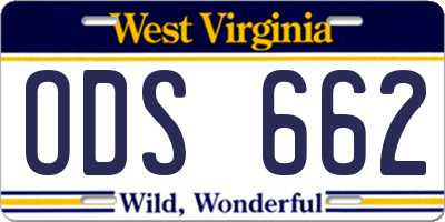 WV license plate ODS662