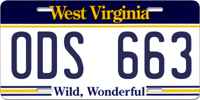 WV license plate ODS663