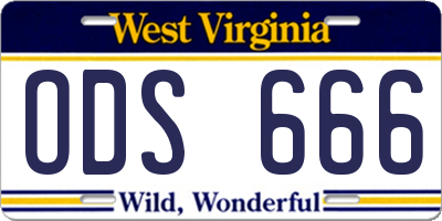 WV license plate ODS666