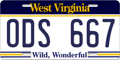 WV license plate ODS667