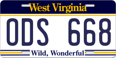 WV license plate ODS668