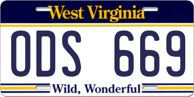WV license plate ODS669