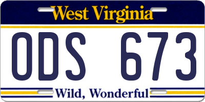WV license plate ODS673