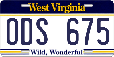 WV license plate ODS675