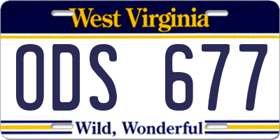 WV license plate ODS677