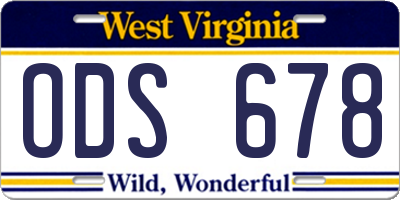 WV license plate ODS678