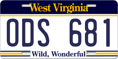 WV license plate ODS681