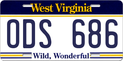 WV license plate ODS686