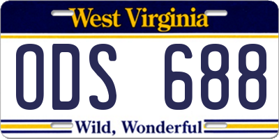 WV license plate ODS688