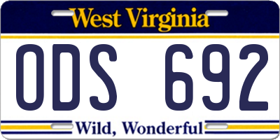 WV license plate ODS692