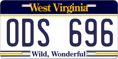 WV license plate ODS696