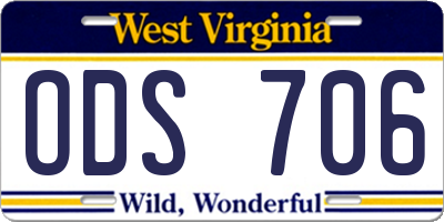 WV license plate ODS706
