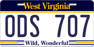 WV license plate ODS707