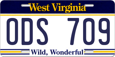 WV license plate ODS709