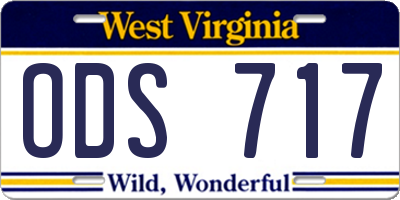 WV license plate ODS717