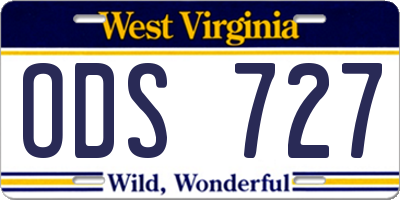 WV license plate ODS727