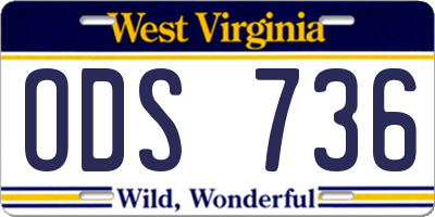 WV license plate ODS736