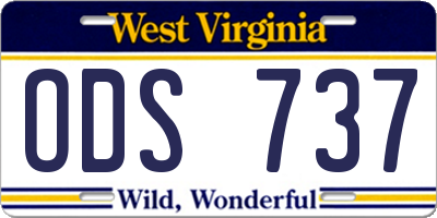 WV license plate ODS737