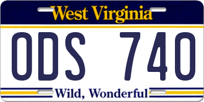 WV license plate ODS740